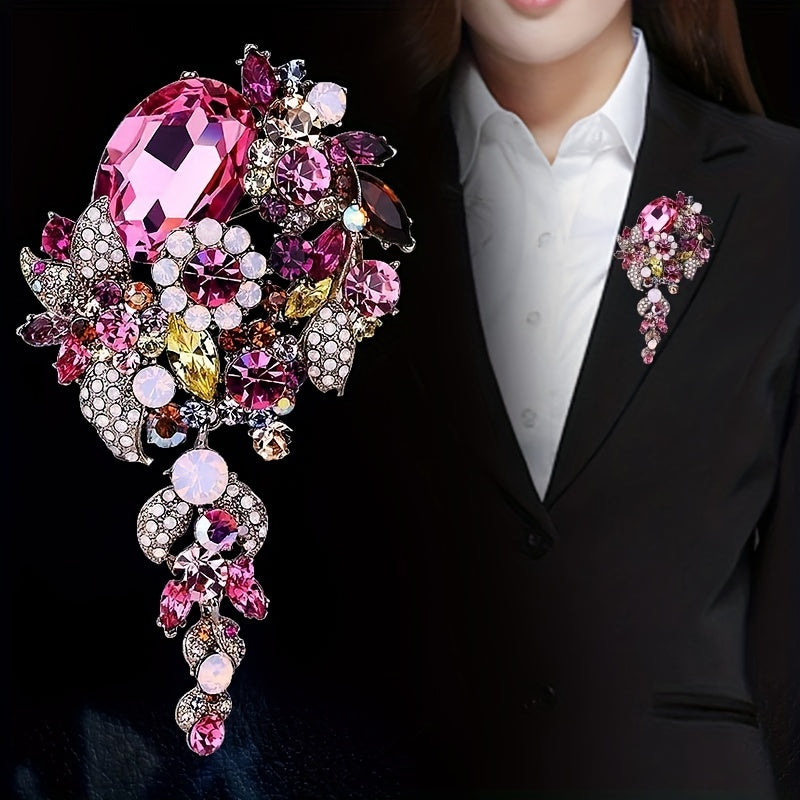 Women’s Vintage Tassel Brooch Rhinestone Corsage for Jackets Coat Pin Accessory