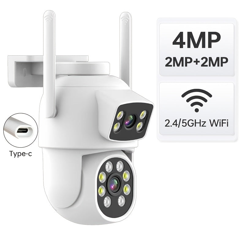 4MP Dual Lens Outdoor WiFi Security Camera with Pan Tilt Auto Tracking Night Vision