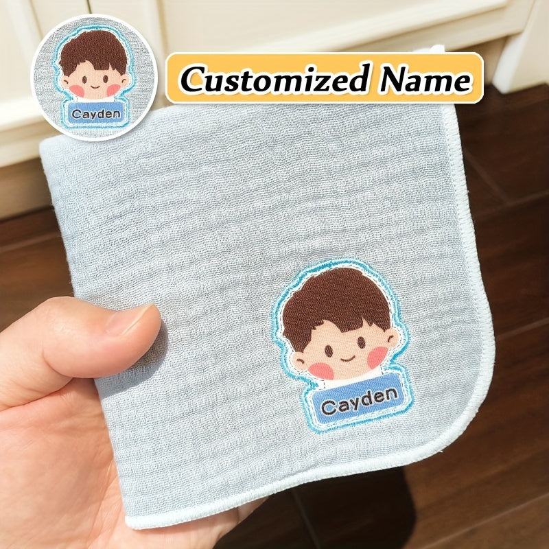 Kids Gauze Handkerchiefs 3 Pack Breathable Cotton Cartoon Design Personalized Name