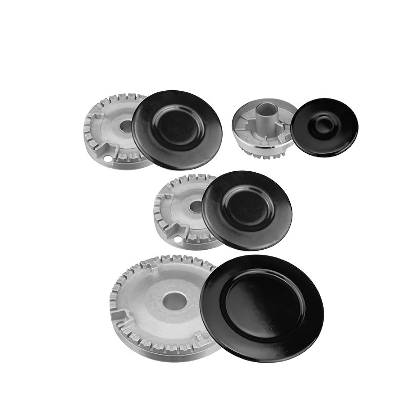 4-Pack Aluminum Alloy Gas Stove Knob Covers and Burner Caps Set for Gas Ranges