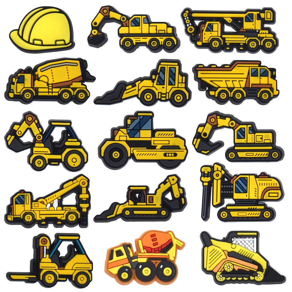 Unisex Plastic Crane Excavator Shoe Charms 15pcs DIY Garden Sandal Accessories