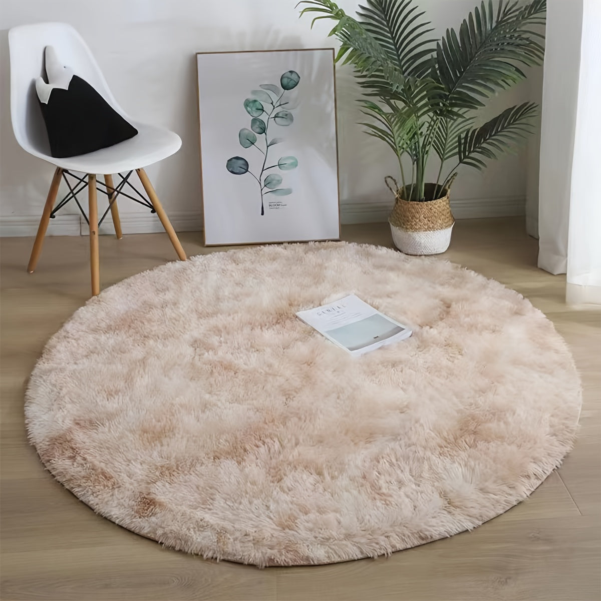 Soft Plush Round Area Rug Non-Slip Backing Machine Washable Indoor Decor