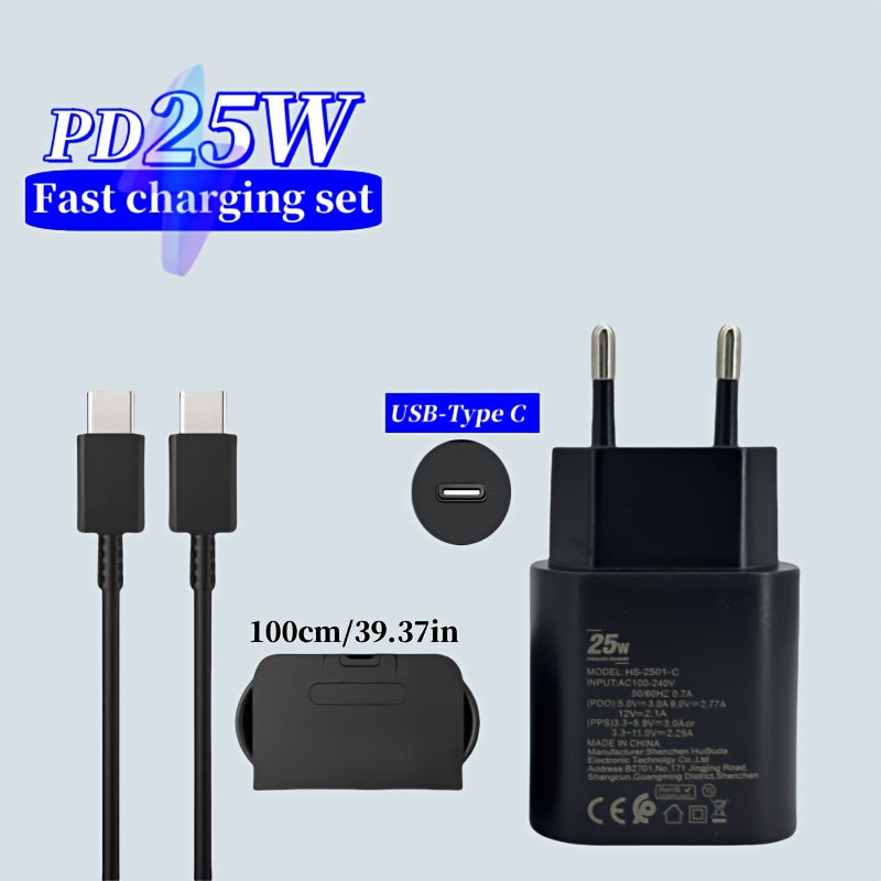 25W Fast Charging USB Type-C Power Adapter for Samsung Galaxy S23 Ultra S22 Note 20 S24