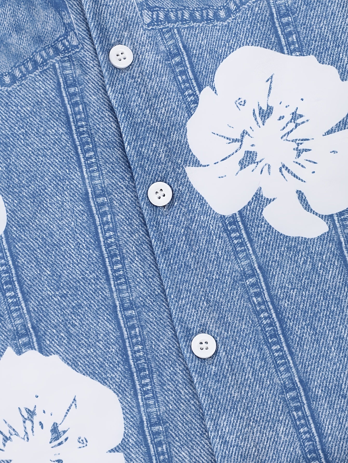 Girls' Casual Outfit with Denim Vest, Floral Jeans and Long Sleeve Tee for Spring Fall