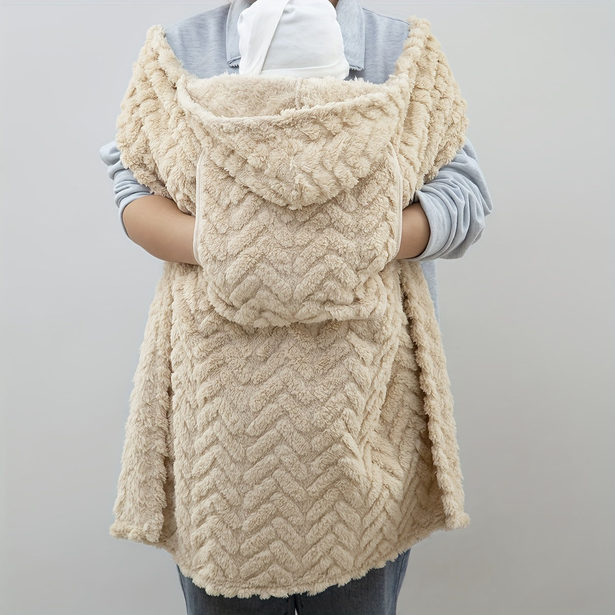 Winter Multi-functional Blanket with Mom Pocket Windproof Stroller Throw for Cold Weather