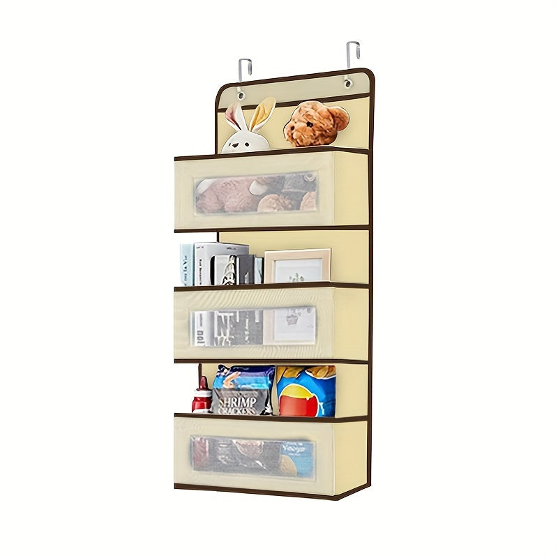 Katta tarmoqli osilgan tashkilotchi, kosmetika, o'yinchoqlar va saqlash uchun shaffof cho'ntaklar bilan