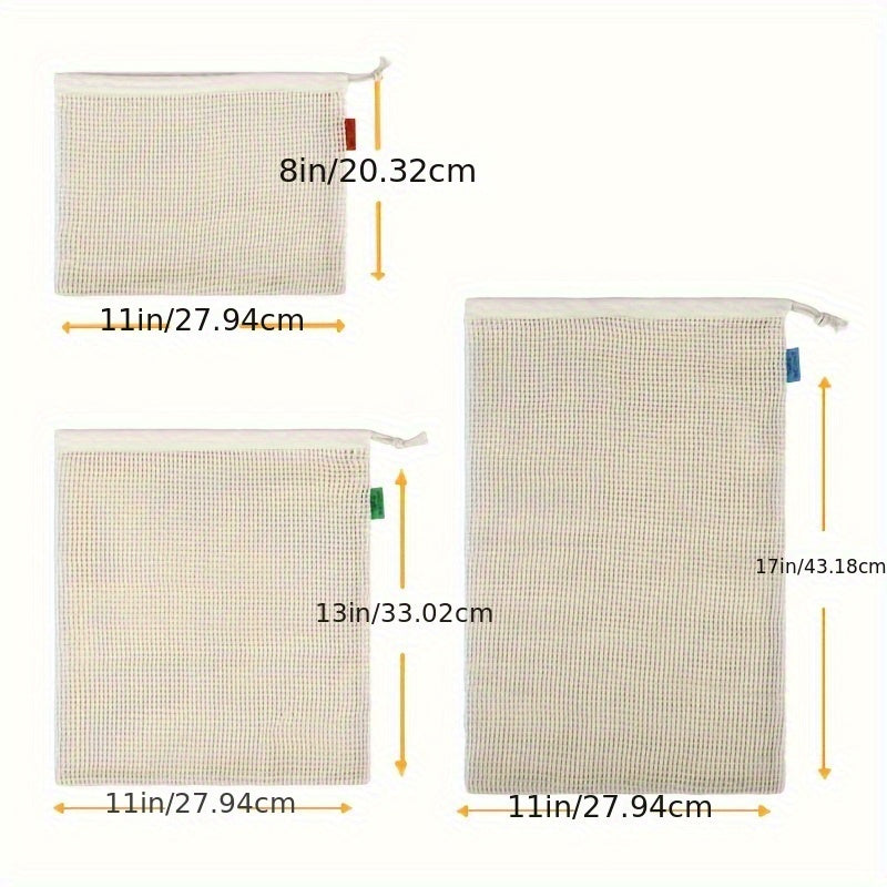 Square Mesh Storage Bag Reusable Fruit and Vegetable Bag with Drawstring