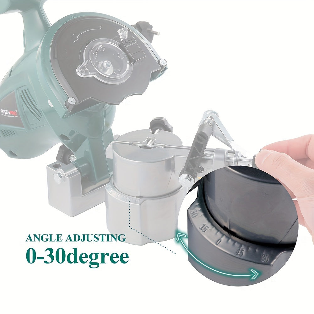 Electric Chainsaw Sharpener 250W 10.16cm Chain Grinder Adjustable Clamp Green EU Plug