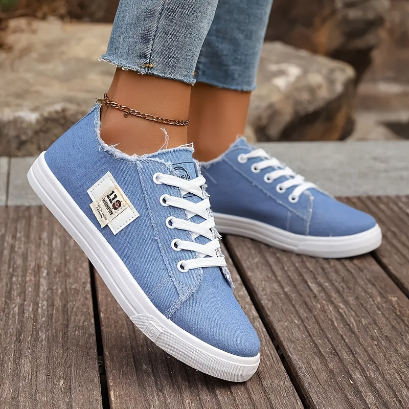 Women’s Canvas Low-Top Sneakers Black Blue White All-Season Casual