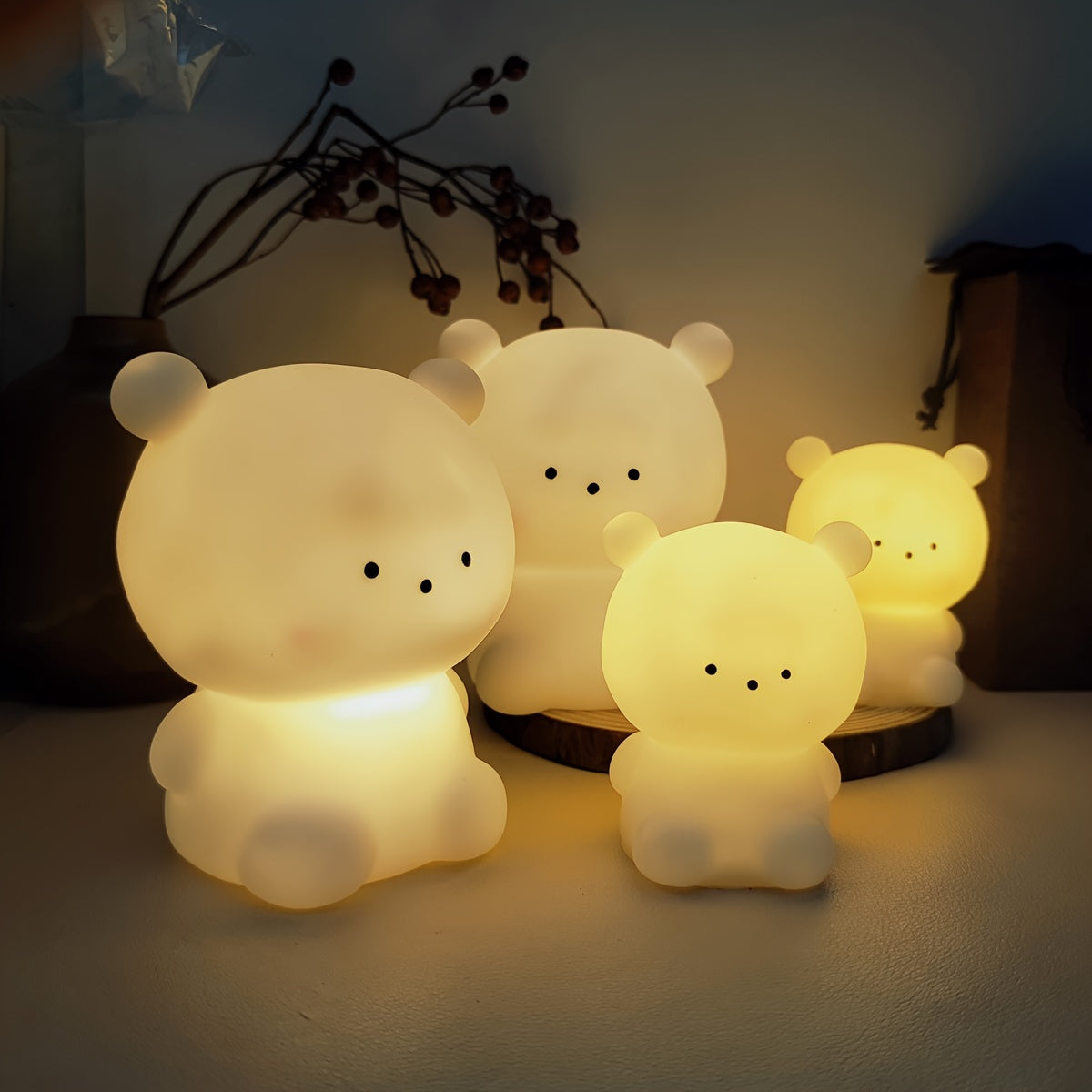 Little Bear LED Night Light for Kids Battery-Operated Halloween Christmas Decor
