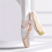Pink Satin Ballet Pointe Shoes for Women Satin Finish Slip-On Square Toe