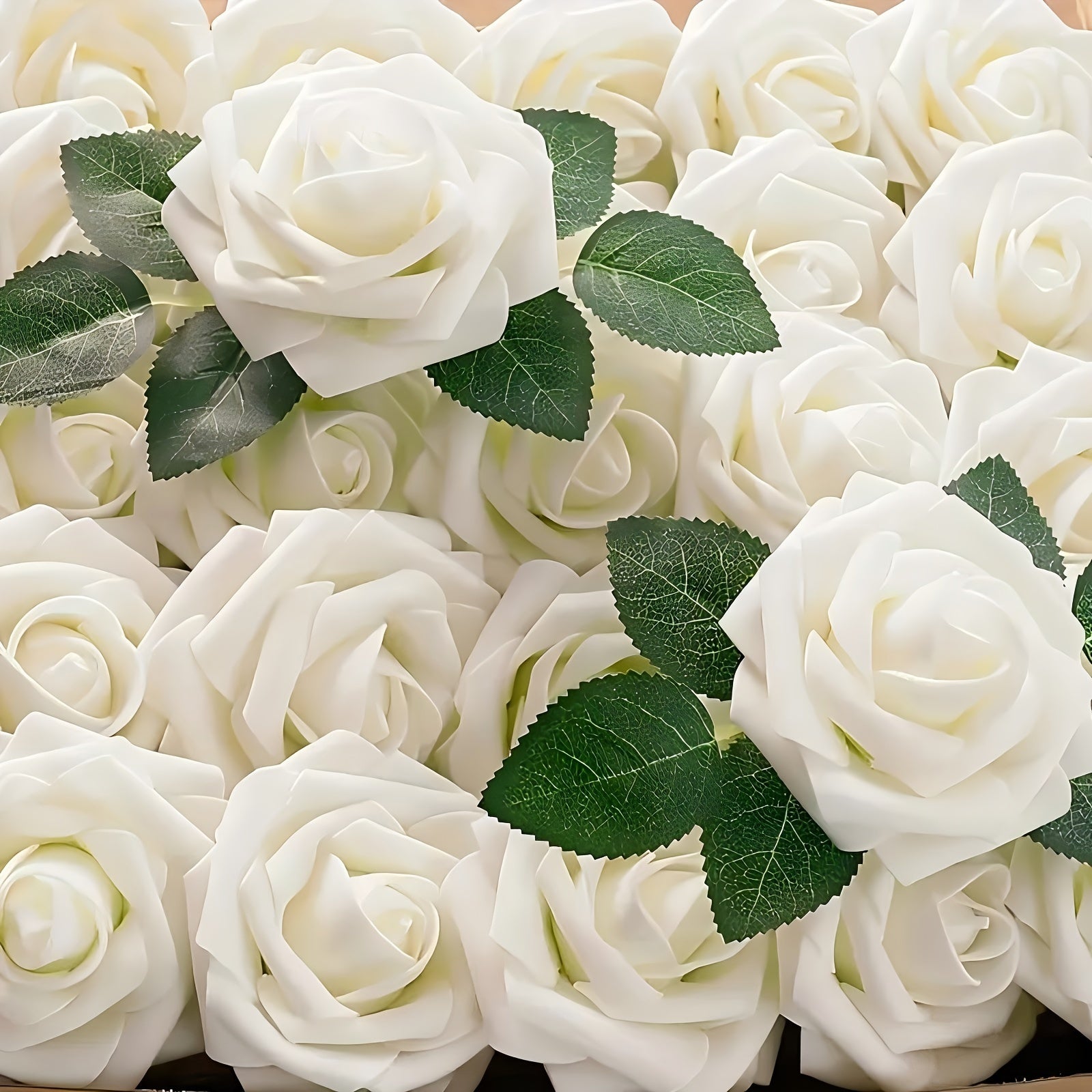 Artificial White Roses 25 Pack for Wedding Home Office Decor No Container Needed