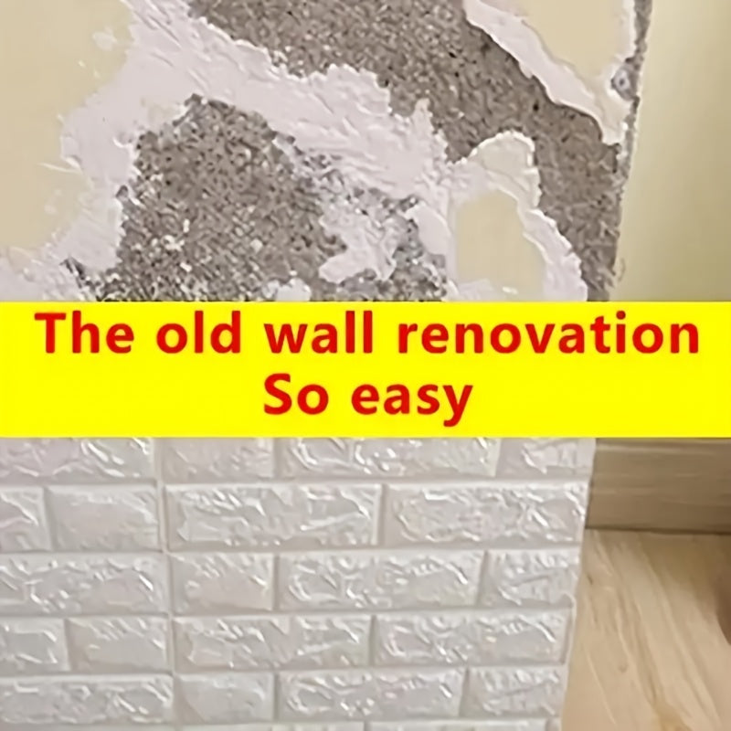 Self-Adhesive Vinyl Wallpaper 3D Brick Pattern Washable Peel and Stick for Kitchen Living Bathroom Hallway