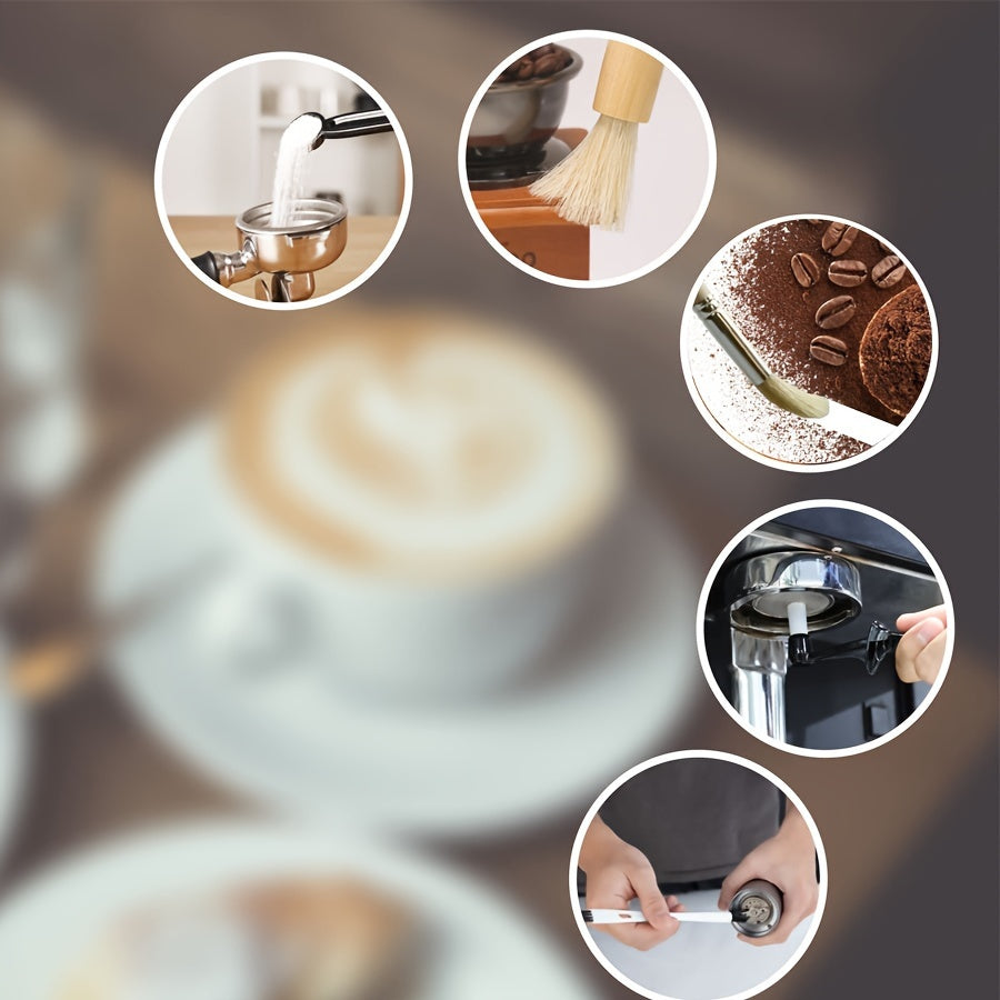 Professional Espresso Brush Set in Wooden Handles for Coffee Machines