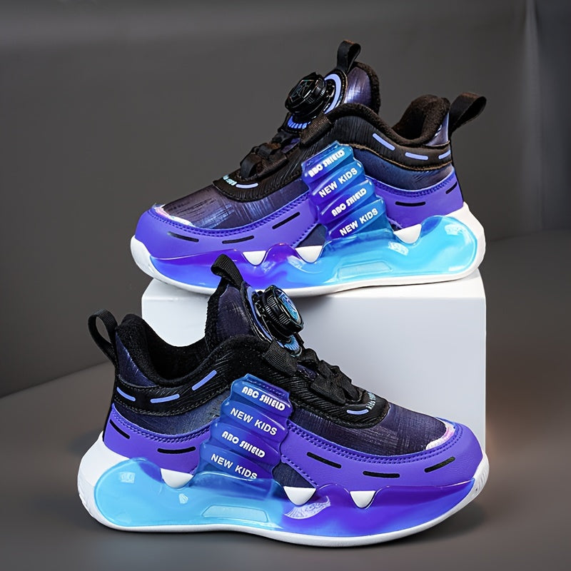 Boys High Top Basketball Shoes Non-Slip Shock Absorbing Outdoor Sneakers