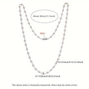 Long Chain Pearl Necklace for Women with Freshwater Pearls and Silver 80cm