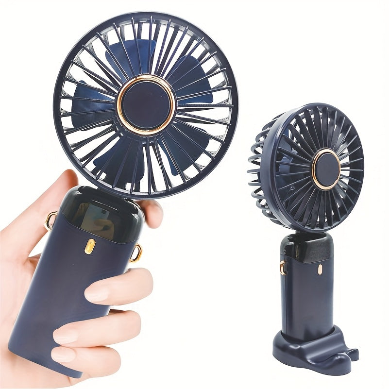 Portable USB Desk Fan with Digital Display 5-Speed Adjustable Mini Air Conditioner Rechargeable Lithium Battery