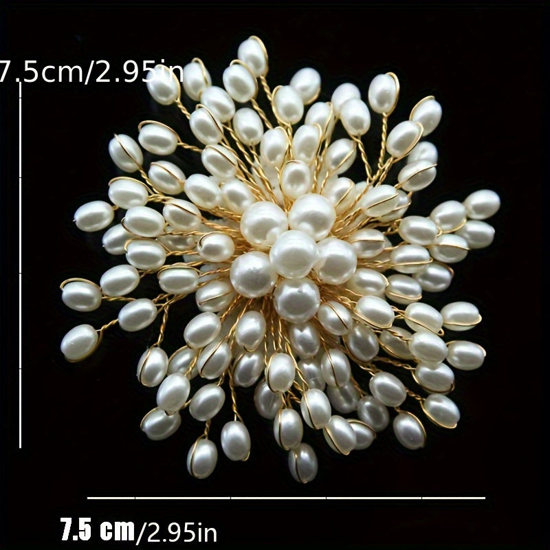 Zarif va hashamatli yuqori darajadagi yulduzli korsaj, soxta marvaridlar bilan bezatilgan. Ushbu ko'p funksiyali qor to'pi pin, ayollar uchun nozik va zamonaviy uslubni namoyish etadi.