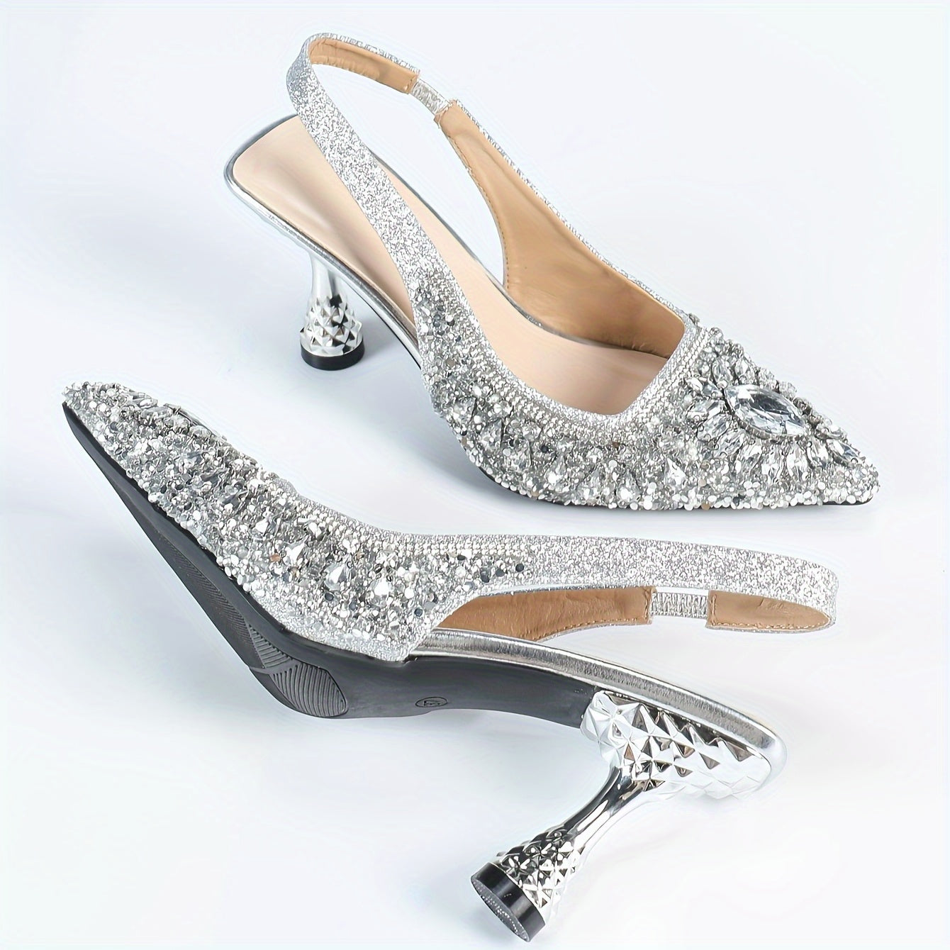 Ayollar uchun Bling to'rt mavsumli nuqtali oyoq barmoqli, bilak bog'lamli yuqori poshnali poyabzal, kiyinish va kechalar uchun