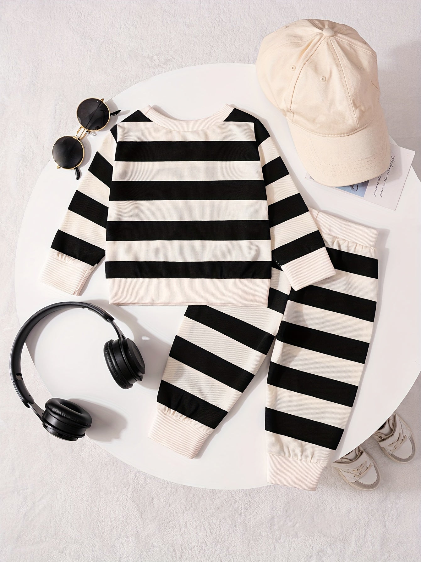 Kids Boy Casual Striped Outfit Cotton Blend Long Sleeve Top and Pants for Spring Fall Winter