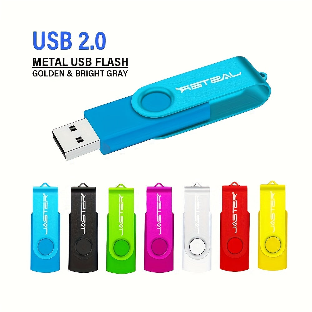 128GB High-Speed USB 2.0 Flash Drive with Rotatable Metal Keychain in Bright Colors