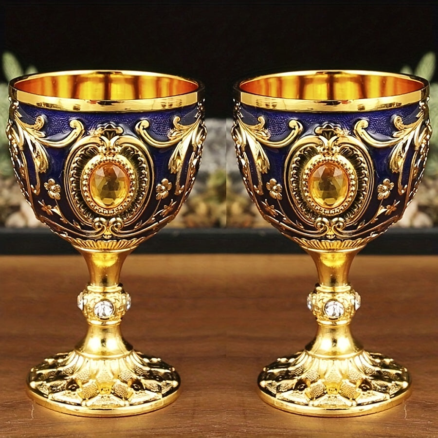 Set of Two 30ML Crystal Chalice Wine Glasses and Embossed Diamond Shot Glass for Red or White Wine
