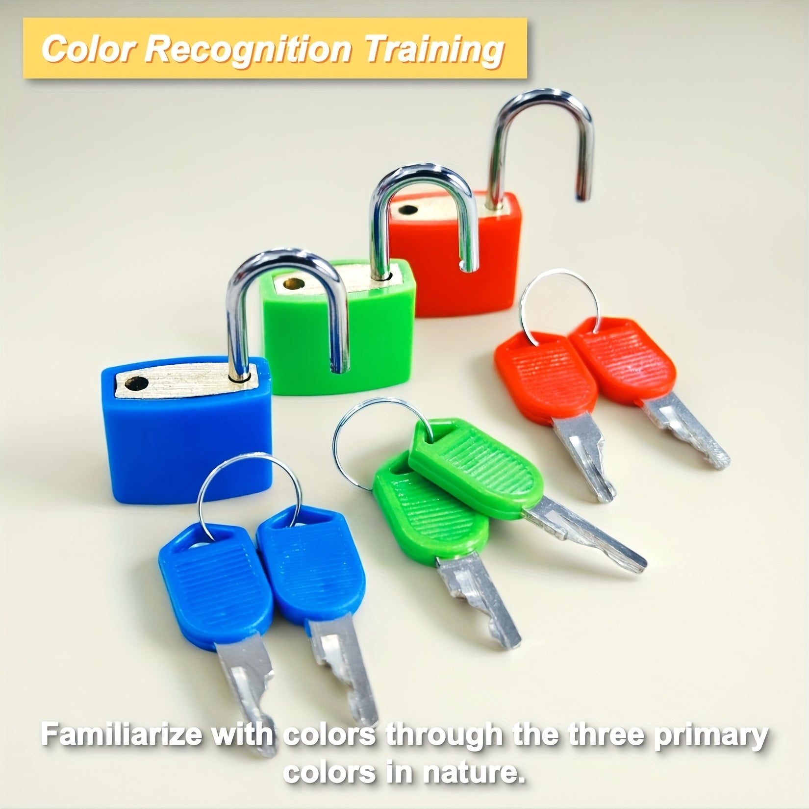 Educational Toy Set with 7 Colorful Locks and Keys for Shape Recognition and Learning