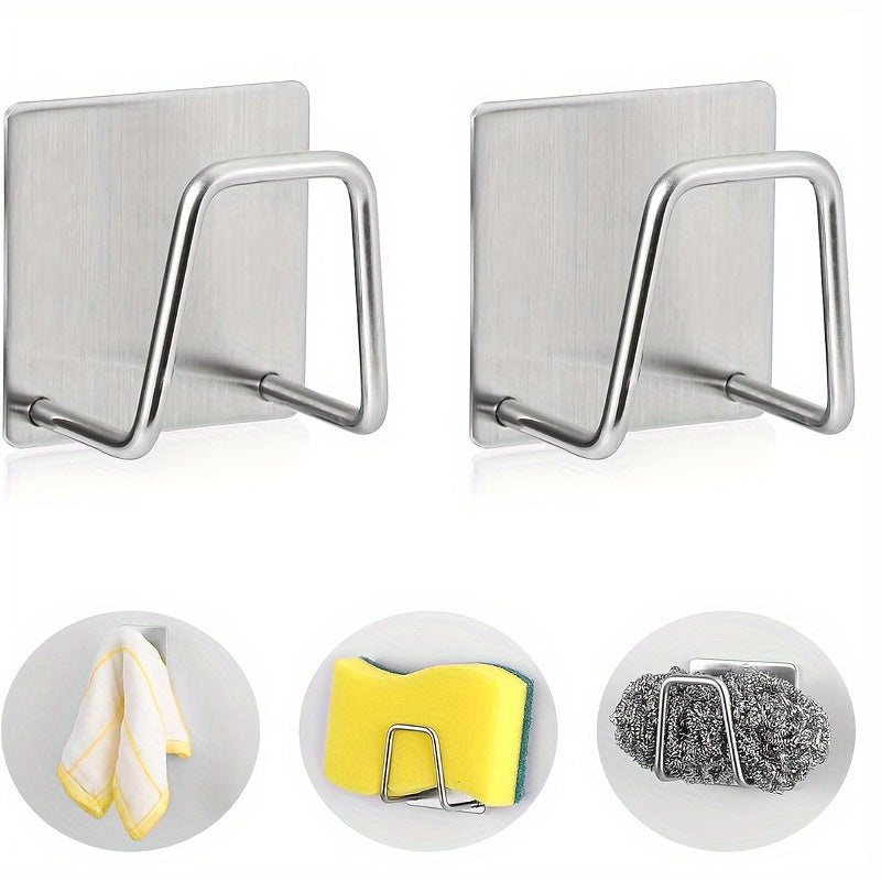 Stainless Steel Wall-Mounted Sponge Holder with Open Storage Waterproof Rust-Resistant