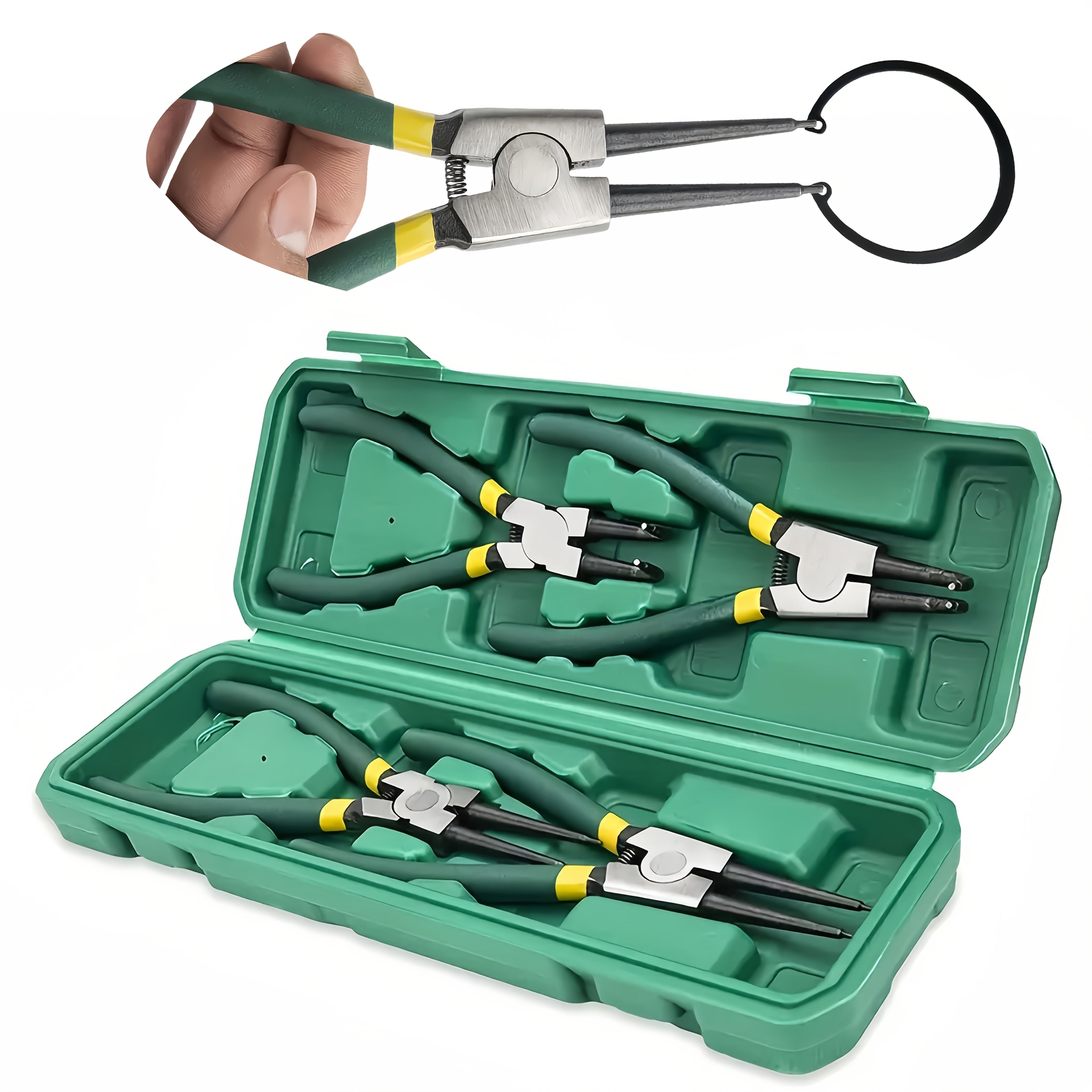 4pcs Spring Pliers Set, 7-Inch Heavy-Duty Internal External Ring Remover