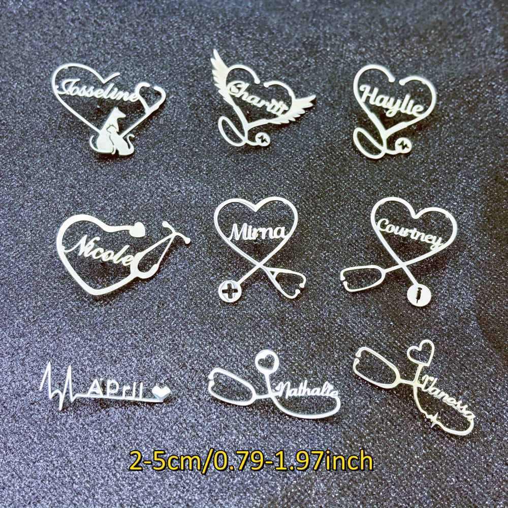 Stainless Steel Stethoscope Brooch with Pet and Heart Wings for Men Women Gift