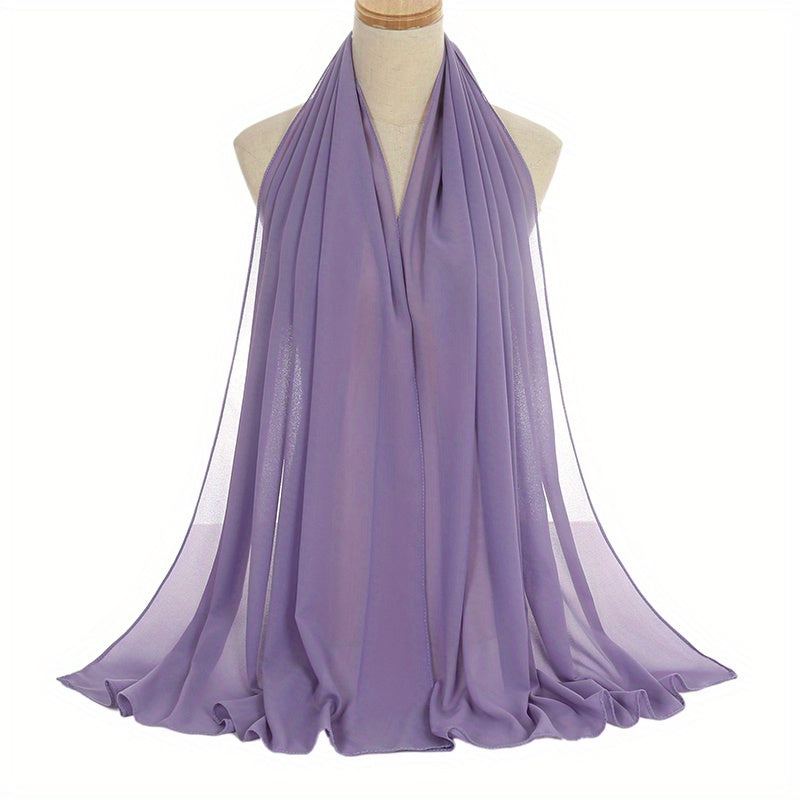 Black and White Chiffon Hijab Lightweight Breathable Headscarf for Women