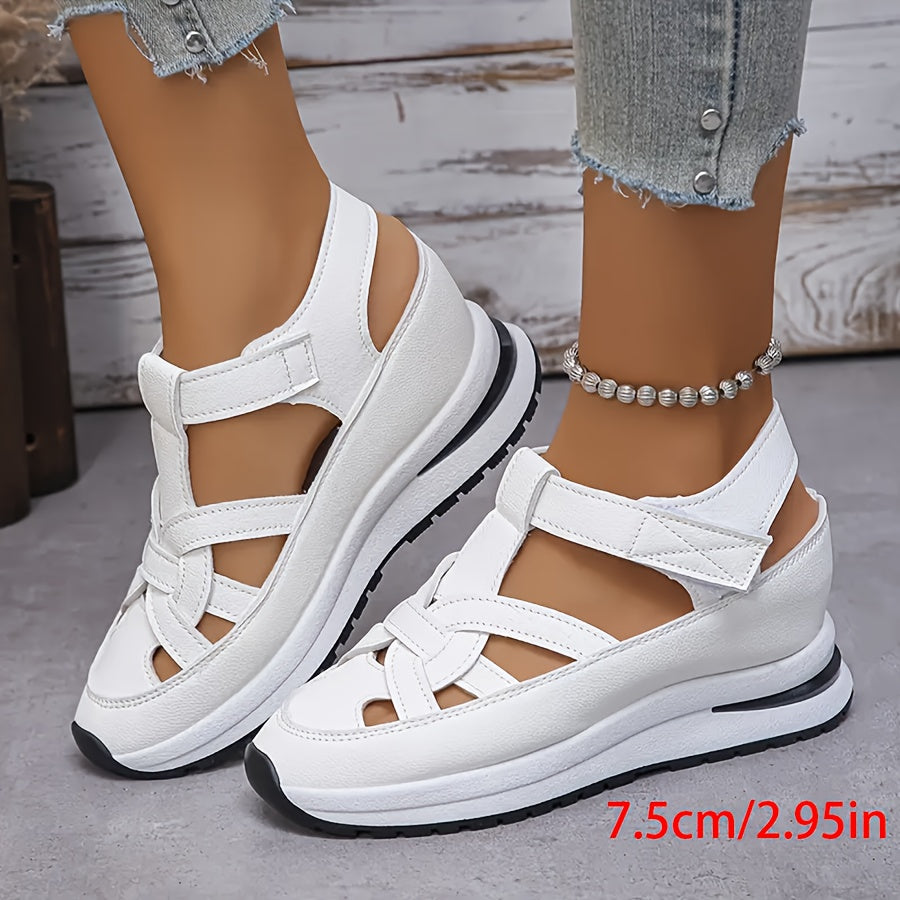 Women's Thick Sole Sandals Black Faux Cover Low Heel Outdoor Wear
