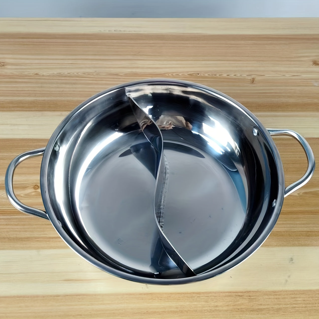 Induction-Compatible 28cm Stainless Steel Divider Cookware Dual Flavor Shabu Shabu Pot