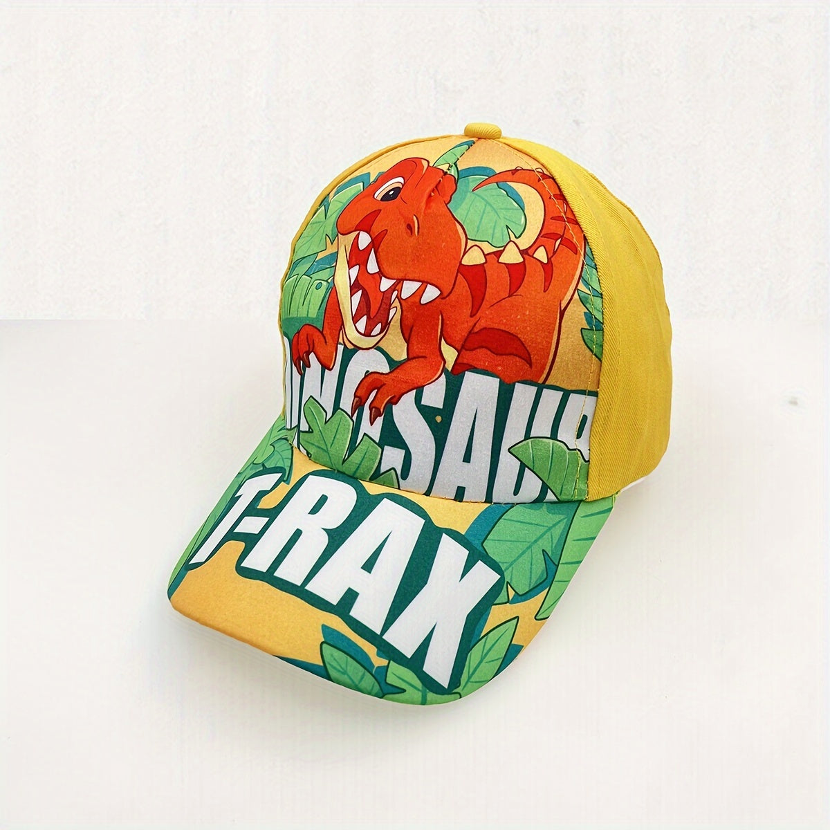 Kids Adjustable Cartoon Dinosaur Print Baseball Cap Lightweight All-Season Fitted for Boys and Girls