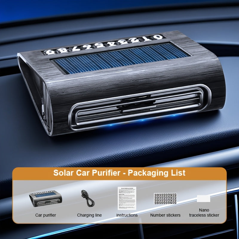 Car Air Purifier Solar Powered Rechargeable 360° Ventilation Auto-Start