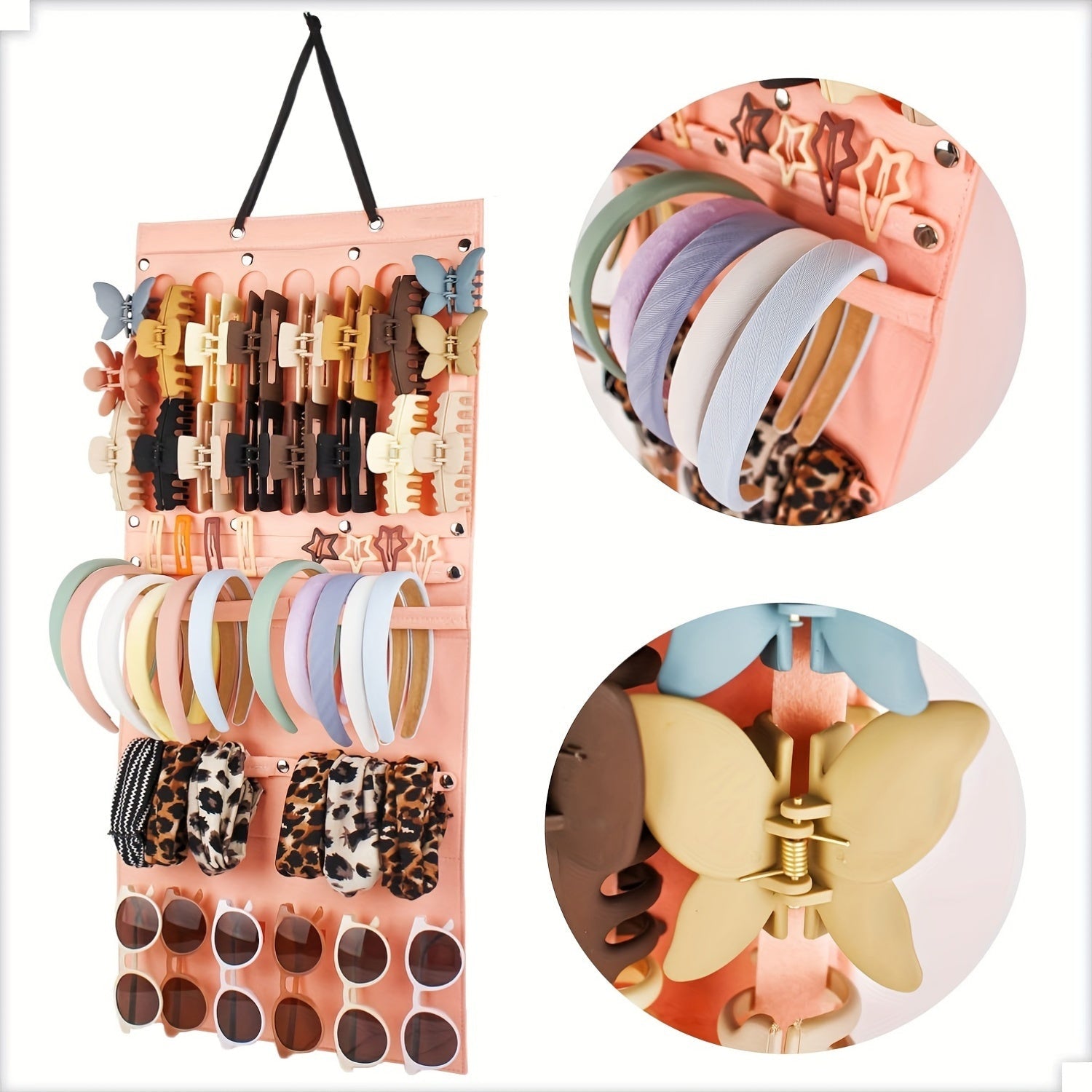 Organizador orgánico de accesorios para cabello de bambú para pinzas, diademas y gafas