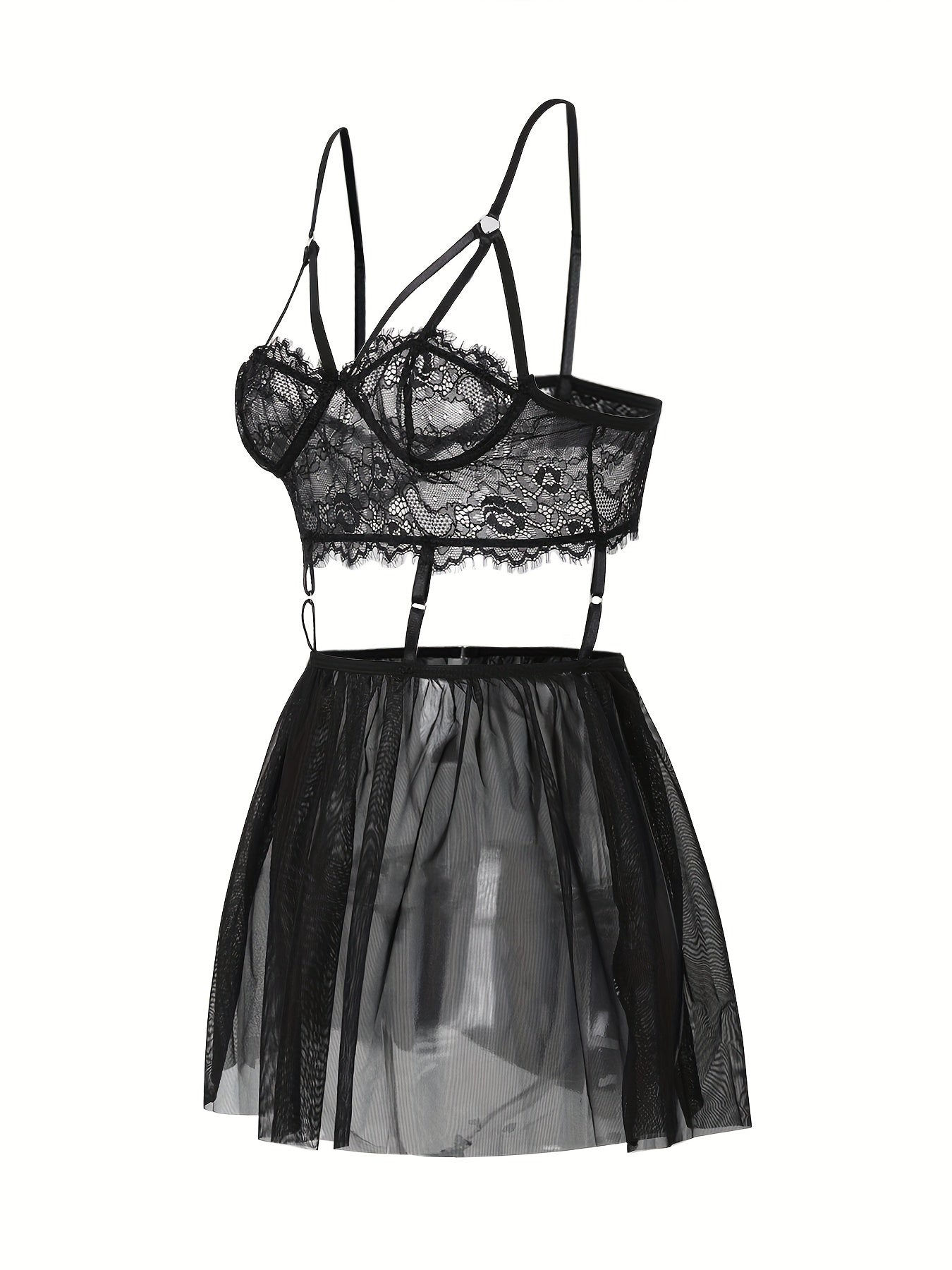 Women's Sheer Lace Dress and Mesh Bodycon Babydoll Lingerie