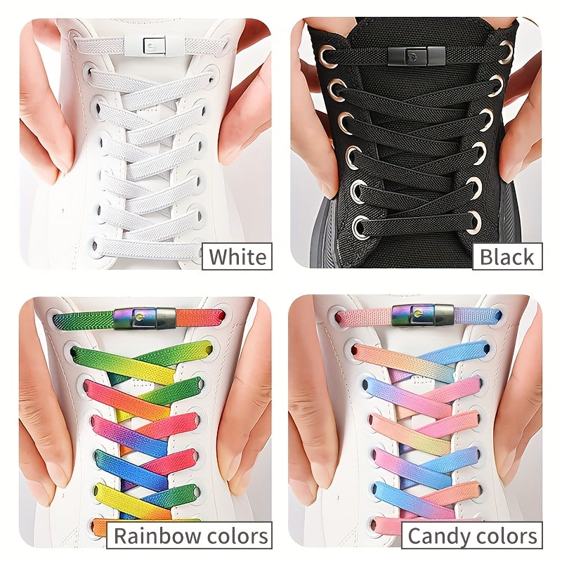 Unisex Elastic No-Tie Shoelaces 100cm Polyester Rainbow Comfortable