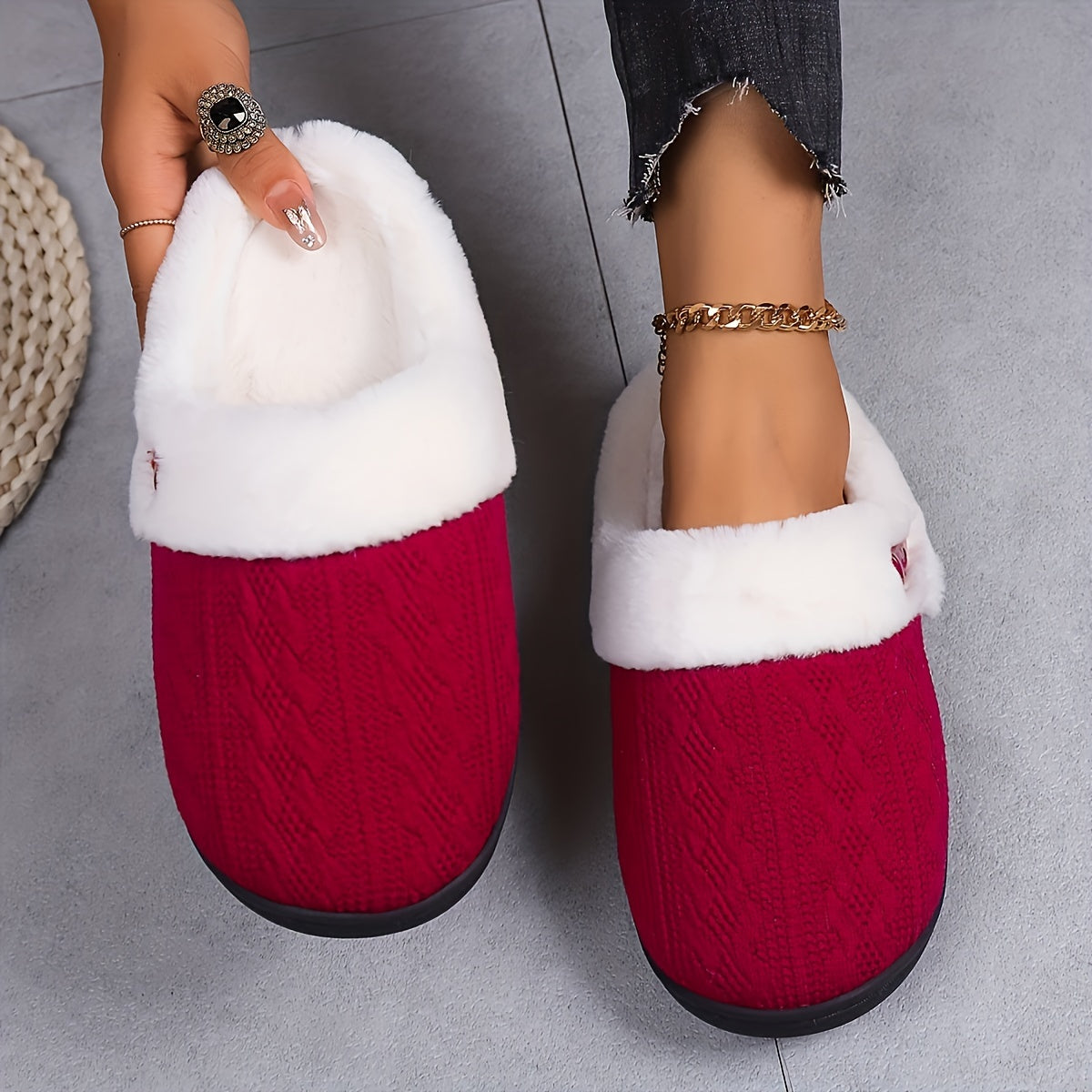 Women's Warm Plush Indoor Slippers, Non-slip Cozy Soft Sole Slides