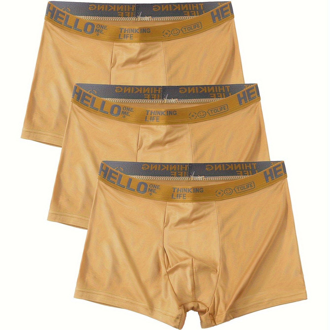 Men's Boxer Briefs Quick-Drying Breathable Polyester Spandex Solid Color Sports Trunks