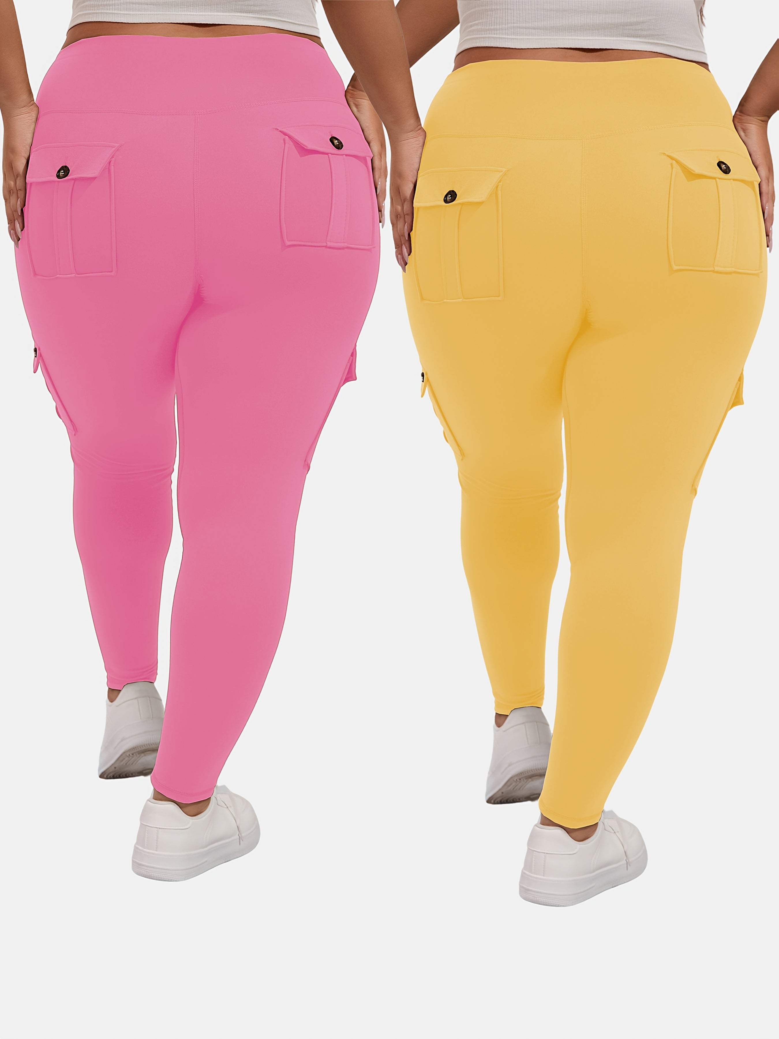 Ayollar uchun sport legginslari yuqori bel, qorin nazorati, namlikni olib tashlovchi, yugurish va yoga uchun, qora, 2 ta paket