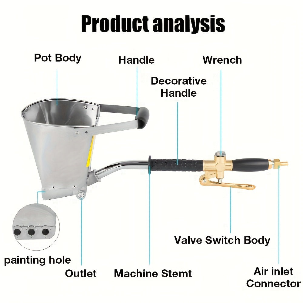 4-Hole Wall Cement Spray Gun for Concrete Plaster Painting Durable Metal