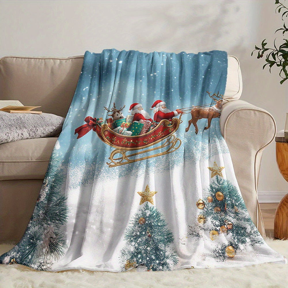Digital Print Flannel Throw Blanket Soft Warm Quilted Bedding for All Seasons