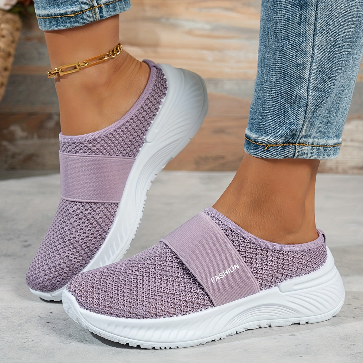 Women's Summer Slip-On Sneakers Breathable Mesh Low-Top Casual Shoes