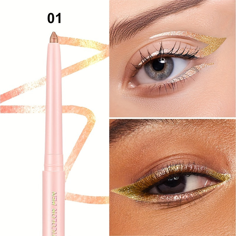 Women Color-Shifting Eyeshadow and Eyeliner Stick Waterproof Long-Lasting Vibrant Orange Pink Purple Green