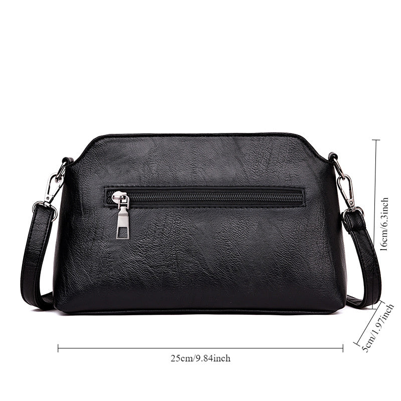 Women's Black PU Crossbody Bag with Wallet Feature