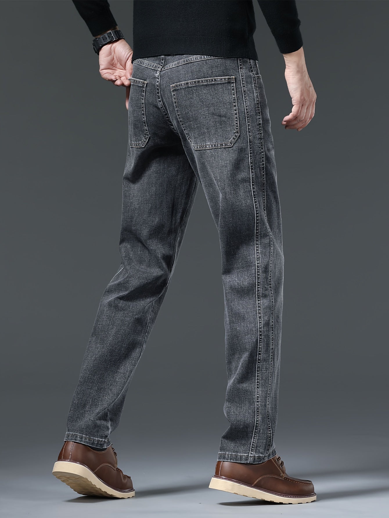 Мужские джинсы Regular Fit из денима с прямыми штанинами, застежка-молния, средняя посадка, геометрическая стирка, хлопковая смесь