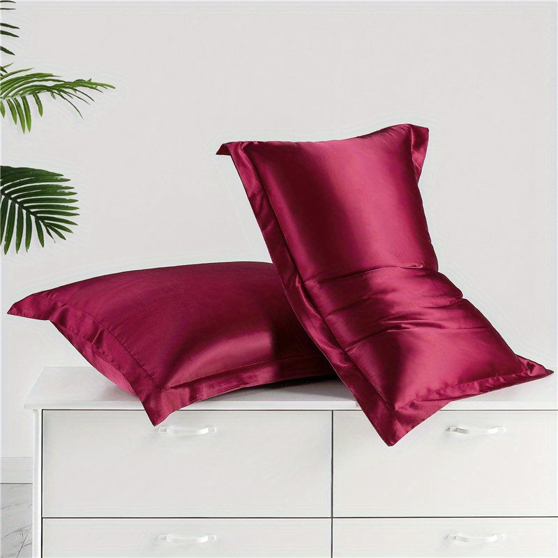 Luxurious Satin Pillowcase with Envelope Closure, Breathable Polyester, Solid Color