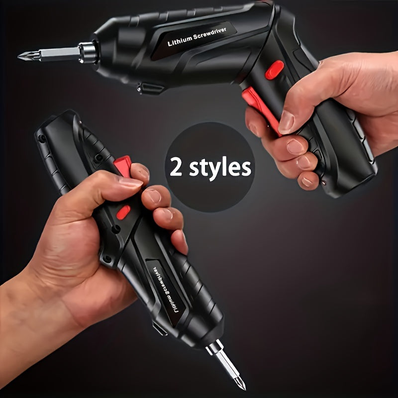 48pcs Cordless Electric Screwdriver Kit USB Rechargeable Handheld Drill Steel for DIY Home Repair