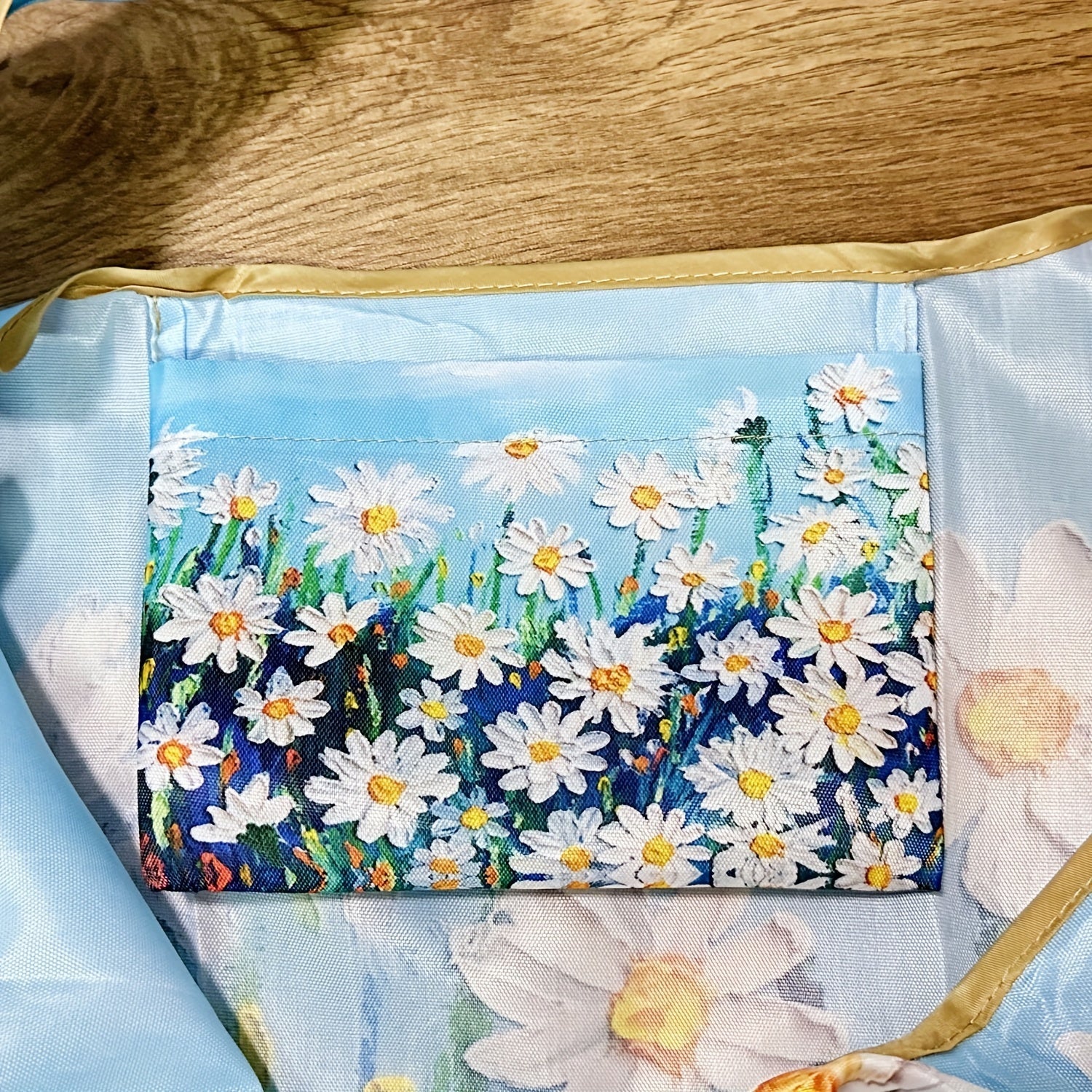 Reusable Foldable Grocery Tote Bag with Flower Oil Painting Pattern and Machine Washable